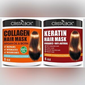 2Pack Collagen & Keratin Hair Mask Treatment Curly Damaged Hair Repair Hydrate